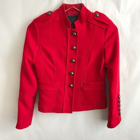 Banana Republic Military Inspired Button Embellished Tailored Jacket 00P Red - Picture 3 of 14